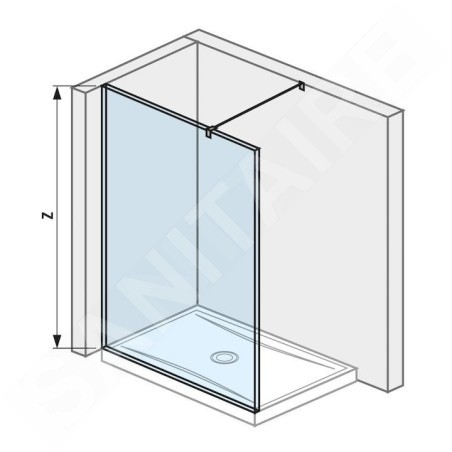 Jika Pure - Paroi latérale en verre, 1300x2000 mm, avec finition Jika Perla Glass H2674240026681
