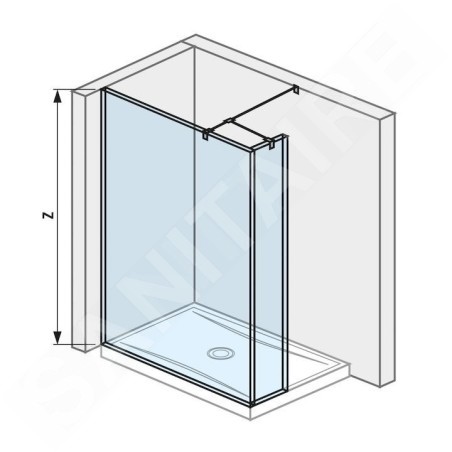 Jika Pure - Paroi latérale en verre, 1300x200x2000 mm, avec finition Jika Perla Glass H2674270026681