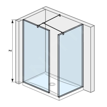 Jika Pure - Walk In d’angle, 2 parois 684x2000 mm et 784x2000 mm, avec finition Jika Perla Glass H2684230026681