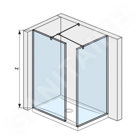 Jika Pure - Walk In d’angle, 2 parois 784x2000 mm et 884x2000 mm, avec finition Jika Perla Glass H2684260026681
