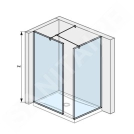 Jika Pure - Paroi de douche Walk in d’angle en deux parties 800x800 mm, avec 2 supports, Jika Perla Glass, verre transparent