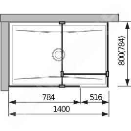 Jika Pure - Paroi de douche Walk in d’angle en deux parties 800x800 mm, avec 2 supports, Jika Perla Glass, verre transparent