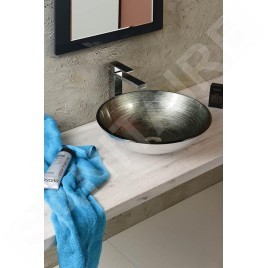 Sapho Beauty - Vasque à poser, diamètre 420 mm, verre, gris foncé/argente 2501-20