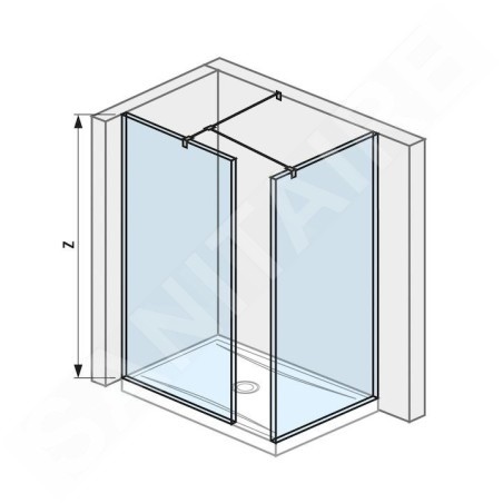 Jika Pure - Walk In d’angle, 2 parois 684x2000 mm et 884x2000 mm, avec finition Jika Perla Glass H2684240026681