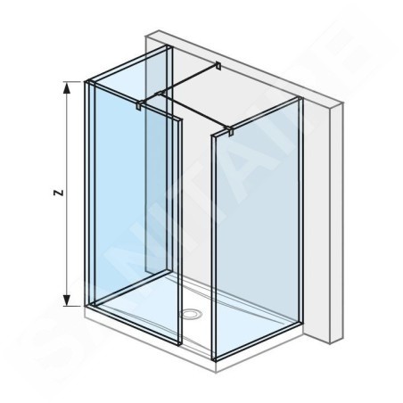 Jika Pure - Paroi de douche Walk in en trois parties 800x800x800 mm, Jika Perla Glass, verre transparent H2684290026681
