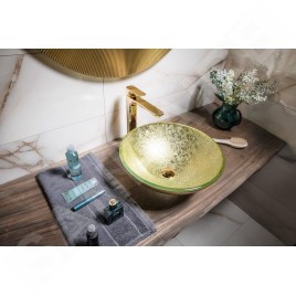 Sapho Beauty - Vasque à poser, diamètre 420 mm, verre/or 2501-22