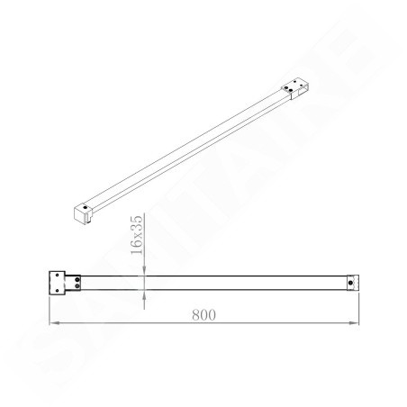 Polysan Modular Shower - Support supplémentaire pour MSBR1, 800 mm, chrome MSBR4