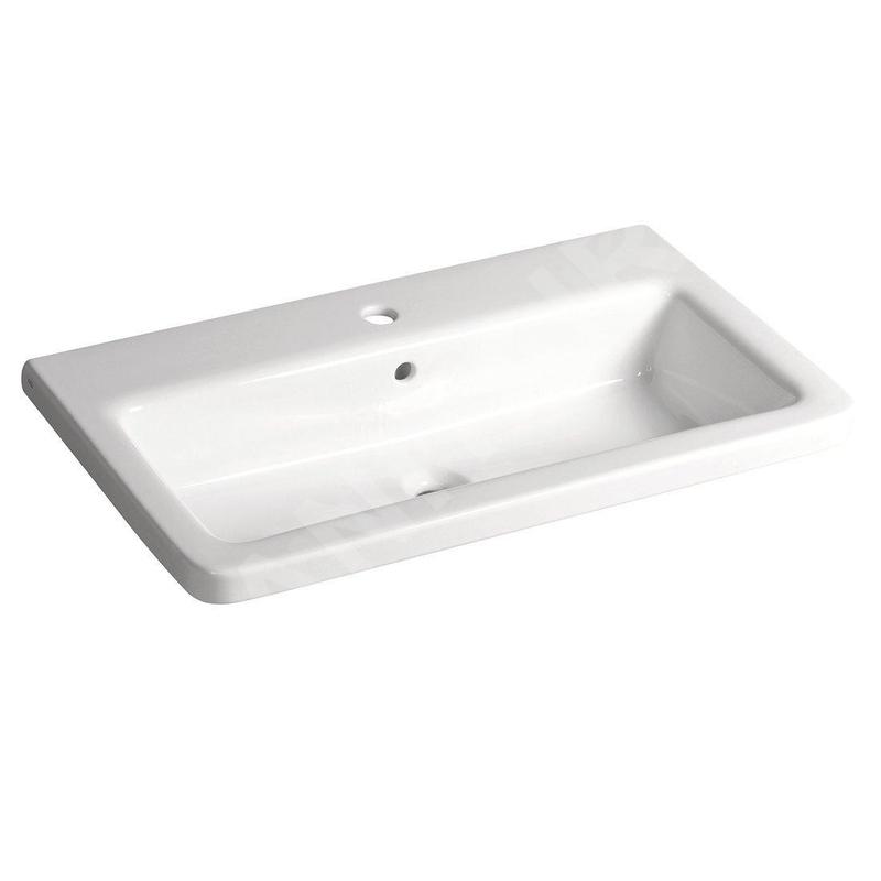 Sapho City - Lavabo 800x454 mm, avec trop-plein, trou pour robinet, blanc KE080 Sapho City - Lavabo 800x454 mm, avec trop-plein, trou pour robinet, blanc KE080