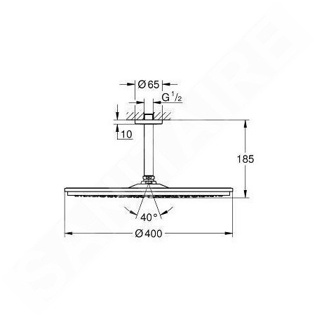 Grohe Rainshower - Douche de tête Cosmopolitan, diamètre 400 mm, bras de douche 142 mm, chrome 26256000