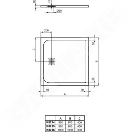 Ideal Standard Ultra Flat S - Receveur de douche 800x800 mm, blanc K8214FR