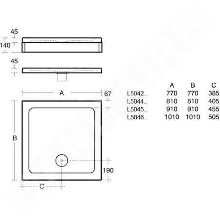 Ideal Standard Simplicity Stone - Receveur de douche 810x810 mm, blanc L504401