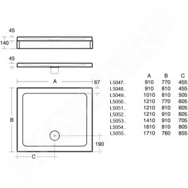 Ideal Standard Simplicity Stone - Receveur de douche 1710x760 mm, blanc L505501