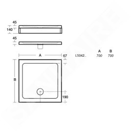 Ideal Standard Simplicity Stone - Receveur de douche 700x700 mm, blanc L504201