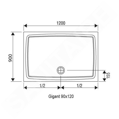 Ravak Galaxy - Receveur de douche Gigant LA, 1200x900 mm, AntiBac, blanc XA01G701210