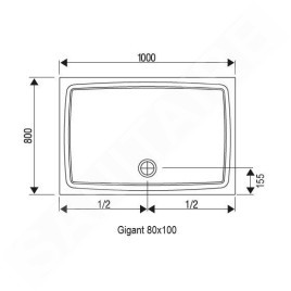 Ravak Galaxy - Receveur de douche Gigant LA, 1000x800 mm, AntiBac, blanc XA01A401210