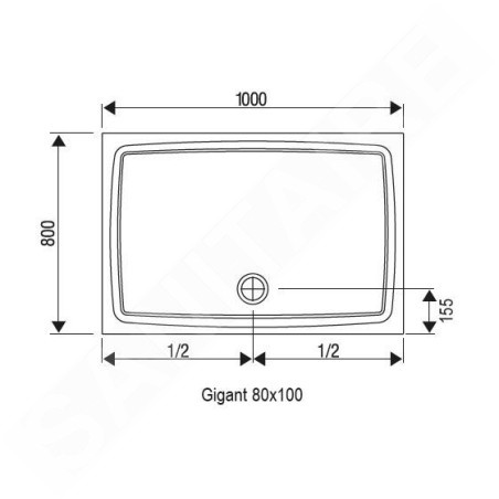 Ravak Galaxy - Receveur de douche Gigant LA, 1000x800 mm, AntiBac, blanc XA01A401210
