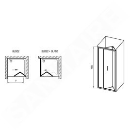 Ravak Blix - Porte de douche pliante en deux parties BLDZ2-70, 670-710 mm, aluminium brillant/verre clair X01H10C00Z1