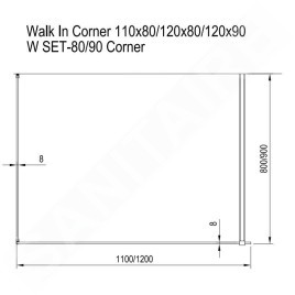 Ravak Walk-In - Cabine de douche Walk-in Corner 110/80, 1100x800 mm, aluminium brillant/verre clair GW1CD4C00Z1