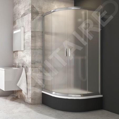 Ravak Blix - Cabine de douche quart de rond en quatre parties BLCP4-80 Sabina, 780-800 mm, aluminium brillant/verre Grape