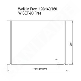 Ravak Walk-In - Paroi de douche Walk-in Free 160, 1600x2000 mm, verre clair GW9FS0C00Z1