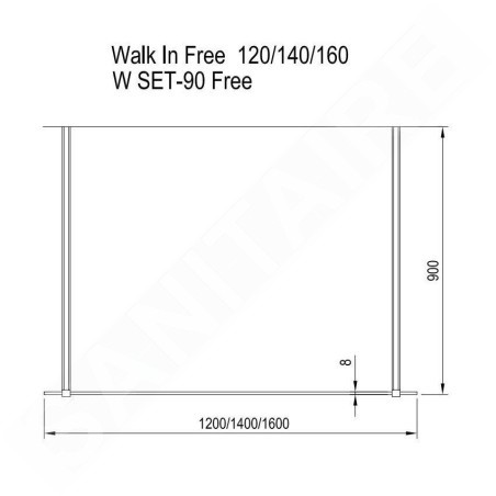 Ravak Walk-In - Paroi de douche Walk-in Free 160, 1600x2000 mm, verre clair GW9FS0C00Z1