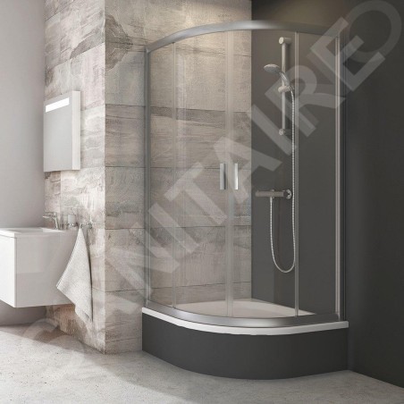 Ravak Blix - Cabine de douche quart de rond en 4 parties BLCP4-80 Sabina, 780-800 mm, satin/verre clair 3B240U40Z1