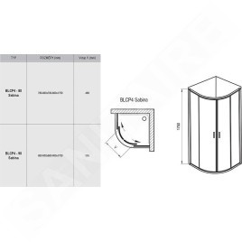 Ravak Blix - Cabine de douche carrée en quatre parties BLCP4-90 Sabina, 880-900 mm, blanc/verre Grape 3B270140ZG