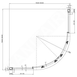 Ravak Blix - Cabine de douche quart de rond en quatre parties BLCP4-90 Sabina, 880-900 mm, satin/verre Grape 3B270U40ZG