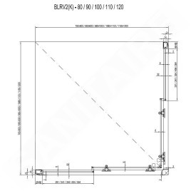 Ravak Blix - Cabine de douche en quatre parties, 880-900 mm, satiné/verre Grape 1LV70U00ZG