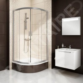 Ravak Blix - Cabine de douche quart de rond en 4 parties BLCP4-90 Sabina, 880-900 mm, satin/verre clair 3B270U40Z1