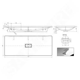 Sapho Tonga - Lavabo 1210x500 mm, marbre coulé, blanc TG121