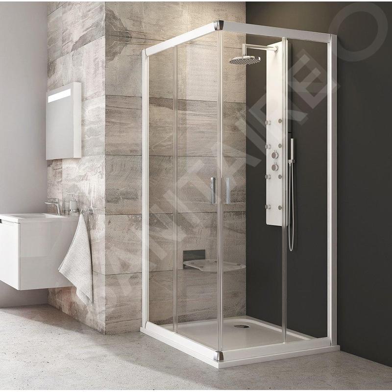 Ravak Blix - Cabine de douche en quatre parties, 880-900 mm, blanc/verre clair 1LV70100Z1