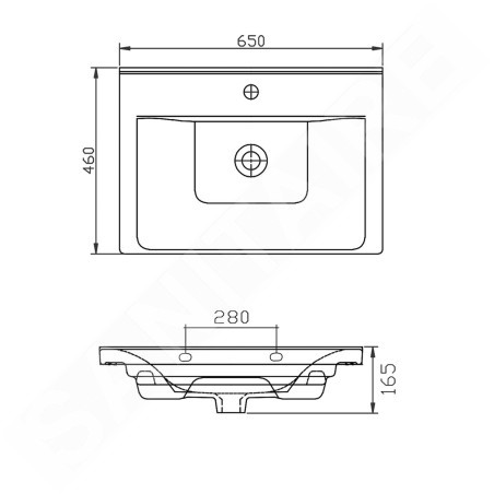 Aqualine Céramique - Lavabo Sava, 650x460 mm, avec trop-plein, blanc 2065