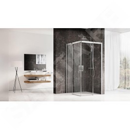 Ravak Matrix - Cabine de douche en quatre parties MSRV4-80/80, 785-805 mm, satin/verre clair 1WV44U00Z1