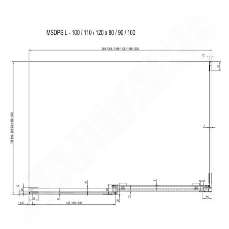 Ravak Matrix - Cabine de douche en trois parties MSDPS-100/100 L, 985-1005 mm, blanc/verre clair 0WLAA100Z1