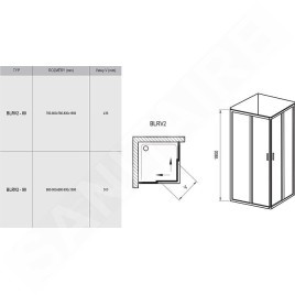 Ravak Blix - Cabine de douche en quatre parties, 880-900 mm, aluminium brillant/verre Grape 1LV70C00ZG
