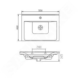 Aqualine Céramique - Lavabo Sava, 550x460x165 mm, avec trop-plein, blanc 2055