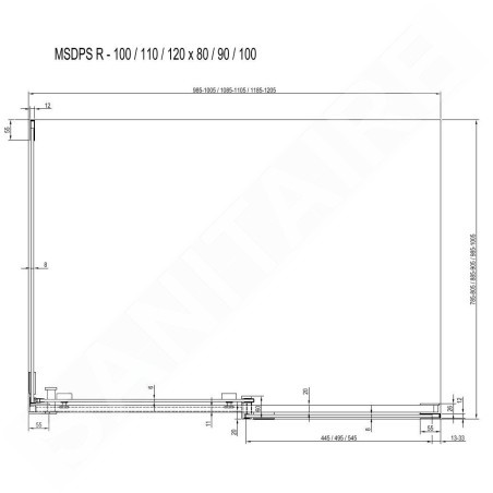 Ravak Matrix - Cabine de douche en trois parties MSDPS-100/100 R, 985-1005 mm, blanc/verre clair 0WPAA100Z1