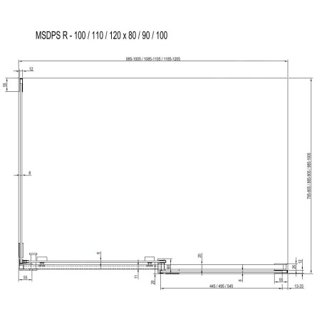 Ravak Matrix - Cabine de douche en trois parties MSDPS-100/100 R, 985-1005 mm, satin/verre clair 0WPAAU00Z1