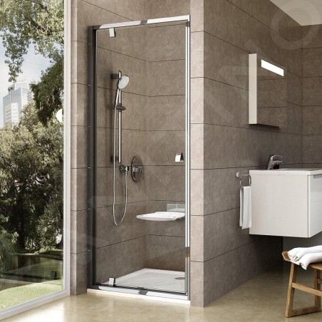 Ravak Pivot - Porte de douche, 761-811 mm, aluminium brillant/verre clair 03G40C00Z1