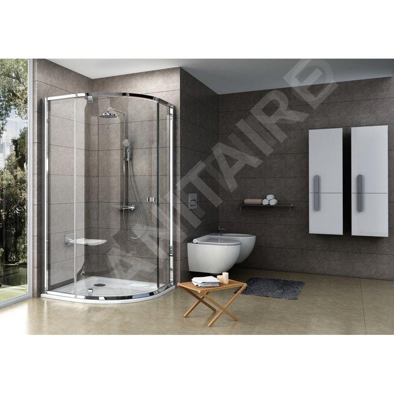 Ravak Pivot - Cabine de douche quart de rond PSKK3-100, 970-995 mm, aluminium brillant/verre clair 376AAC00Z1