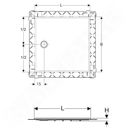 Geberit Setaplano - Receveur de douche plat, 1000x1000 mm, matériau minéral, Antislip, blanc alpin 154.280.11.1