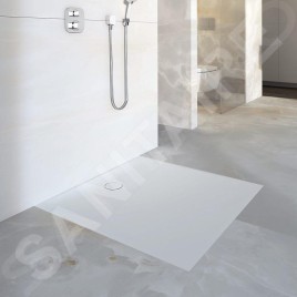 Geberit Setaplano - Receveur de douche plat, 1000x1000 mm, matériau minéral, Antislip, blanc alpin 154.280.11.1
