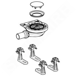 Geberit Setaplano - Garniture de vidange de douche avec 4 pieds pour baignoire de douche Setaplano, hauteur du bouchon : 30 mm