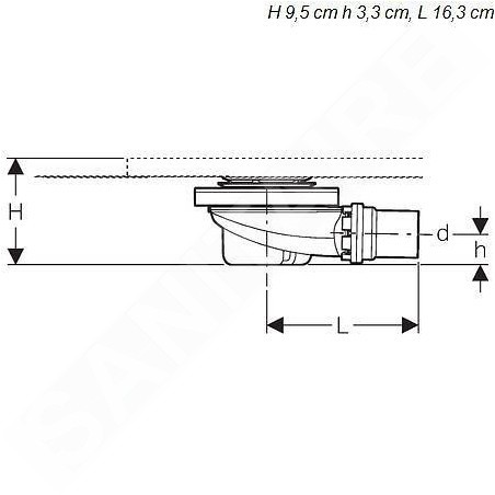 Geberit Setaplano - Garniture de vidange de douche pour baignoire de douche Setaplano, hauteur du bouchon : 30 mm 154.022.00.1