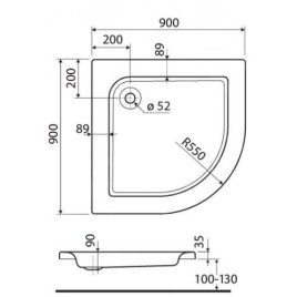Kolo Standard Plus - Receveur de douche en acrylique, en quart de cercle 900x900 mm, blanc XBN1590000