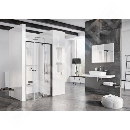 Ravak Pivot - Porte de douche pivotante en deux parties PDOP2-110, 1061-1111 mm, noir/verre 03GD0300Z1