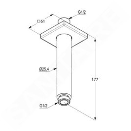 Kludi A-Qa - Bras de douche de plafond, 150 mm, blanc 6653591-00