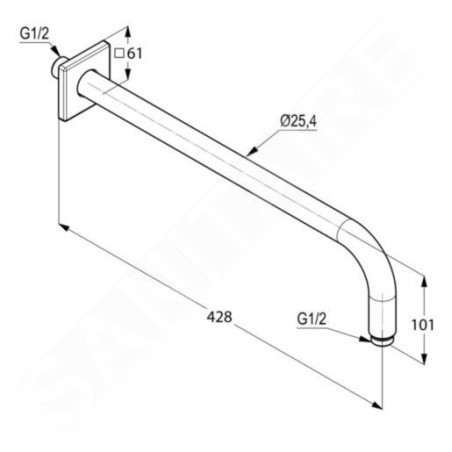 Kludi A-Qa - Bras de douche, 400 mm, blanc 6653491-00