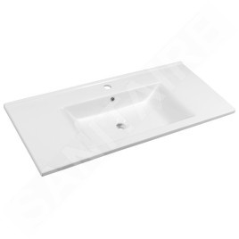 Aqualine Zuno - Lavabo, 1000x455 mm, avec trop-plein,1 trou de robinetterie, blanc 9100